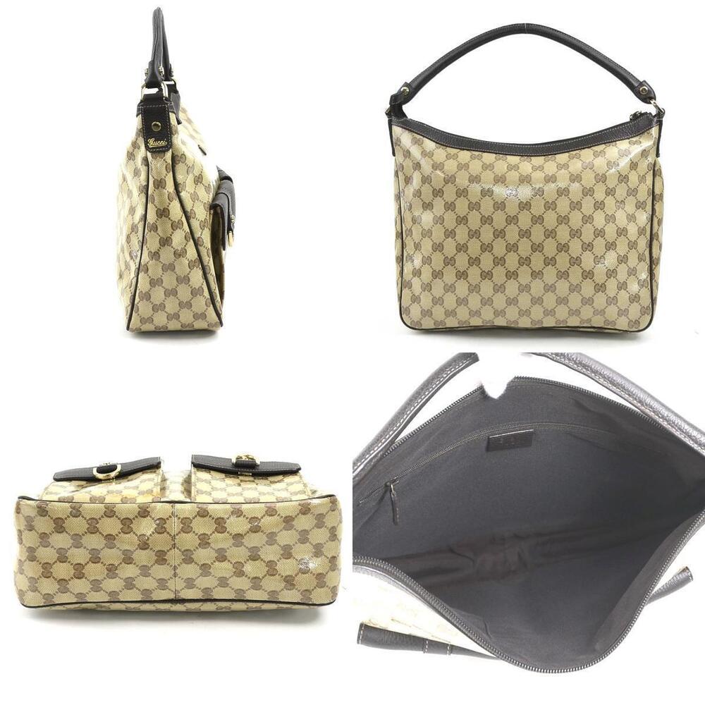 Gucci Brown GG Leather Crystal Handbag Brown